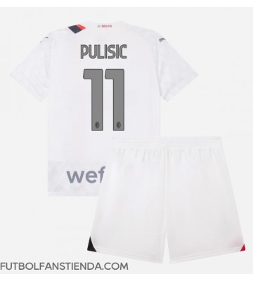 AC Milan Christian Pulisic #11 Segunda Equipación Niños 2023-24 Manga Corta (+ Pantalones cortos)
